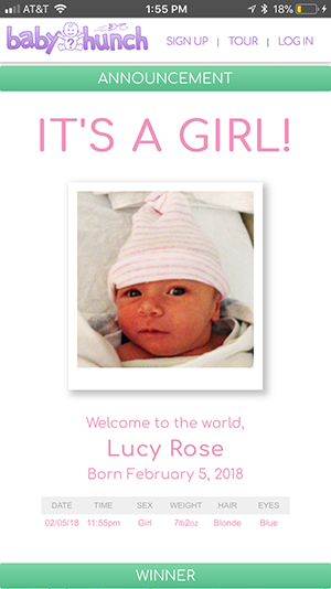 Snippet of a Final Pool Page announcement